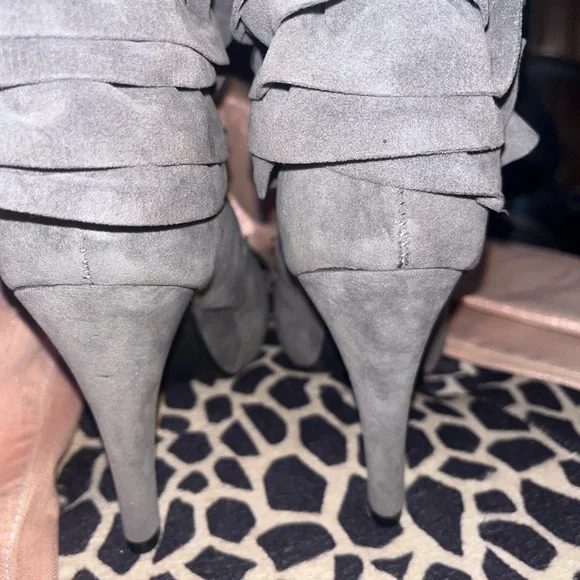 Taupe Colored Suede-like High Heel Booties - Picture 10 of 14